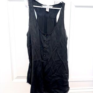 DVF Black racer back silk Sleeveless tank Top